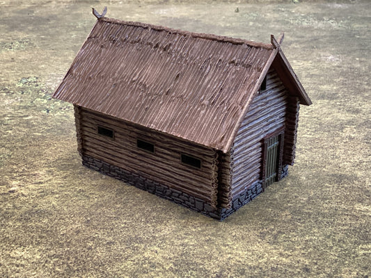 Log Barn with thatched roof