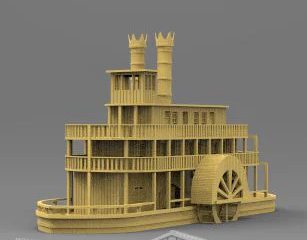 Large Paddle Steamer w/twin side paddles