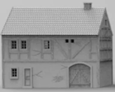 Timbered House w/Barn Door & Shingled Roof 2