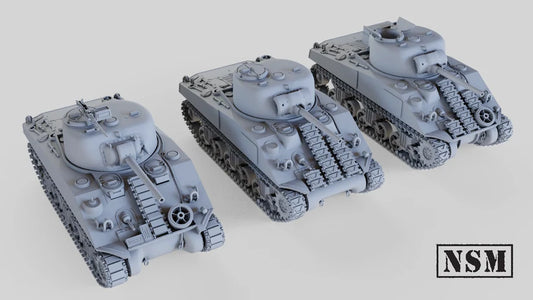 M4A2 Sherman - Mid Production (Closed hatch variant.) - Welded Hull - T48 Track Link - British Turret Stowage Box