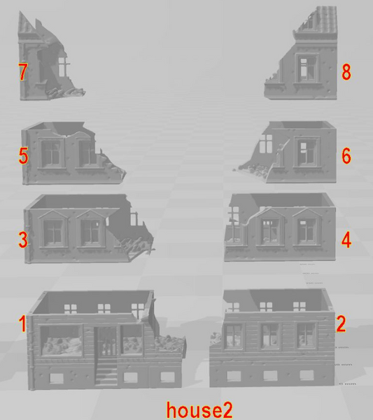 City Townhouse 2  Destroyed- 28mm