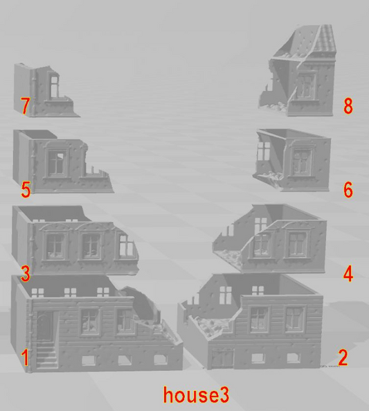 City Townhouse 3  Destroyed- 28mm